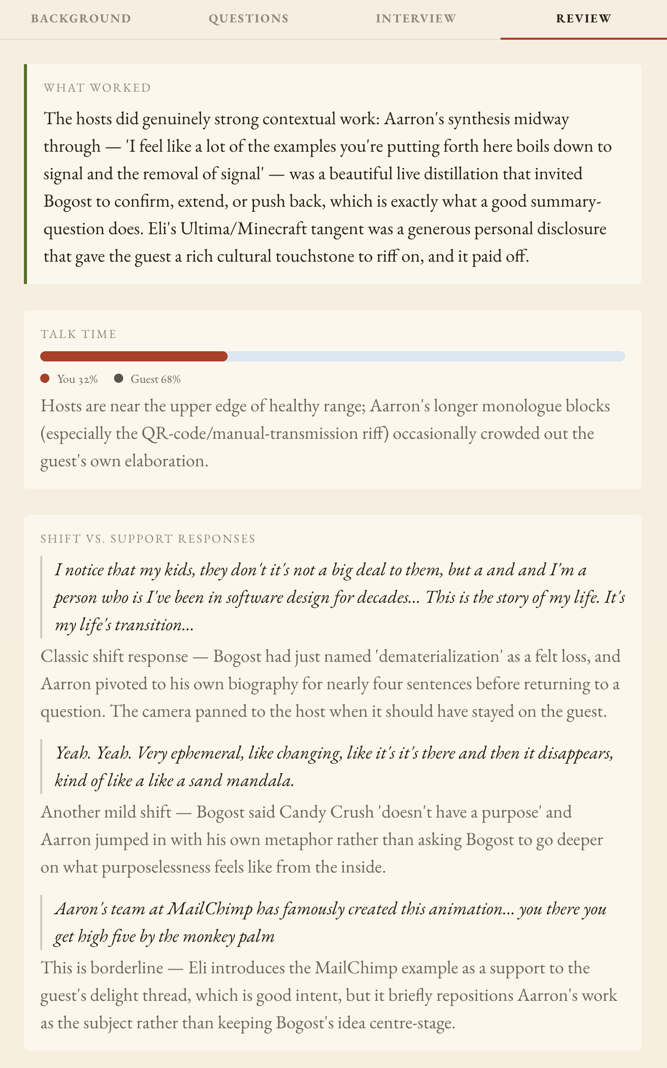 The retrospective — a coach's read on the interview